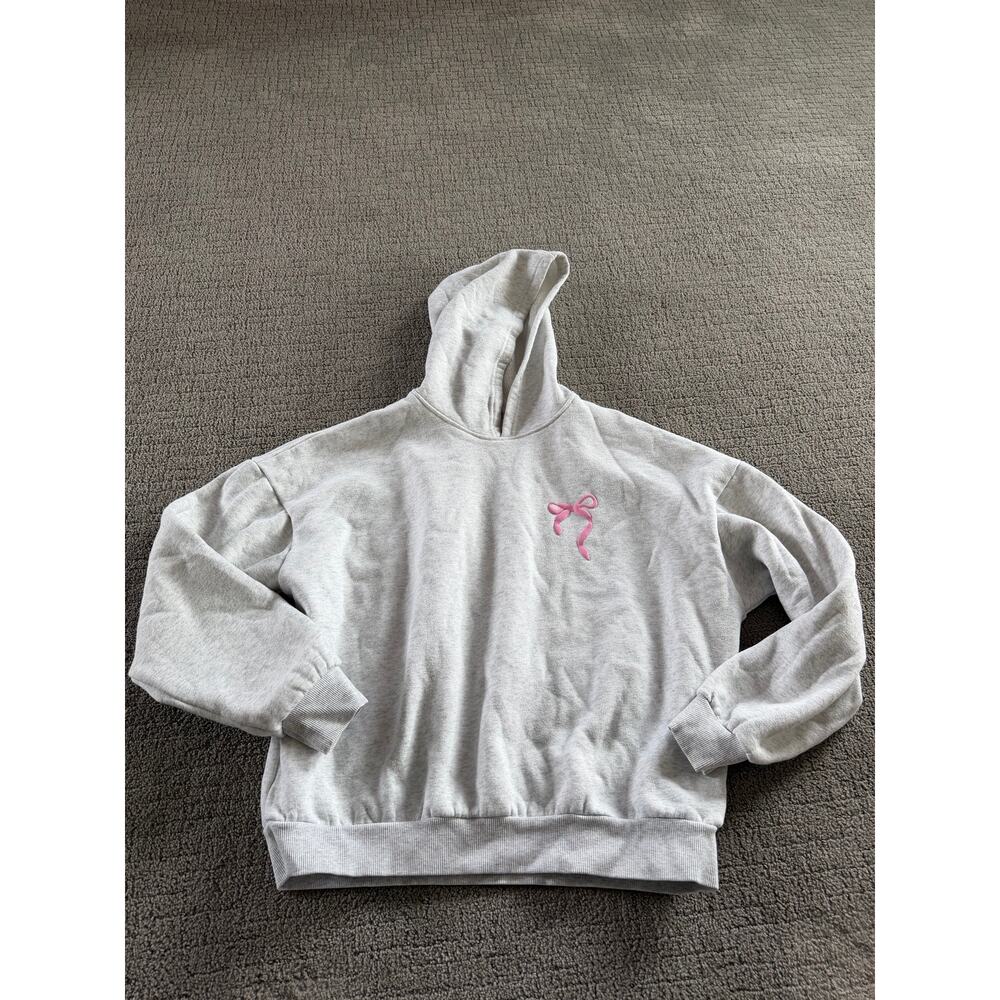Edikted L Pink Bow Pullover Hoodie Sweatshirt